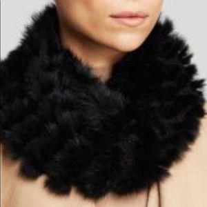 Theory Grey Fur Snood Scarf NWT